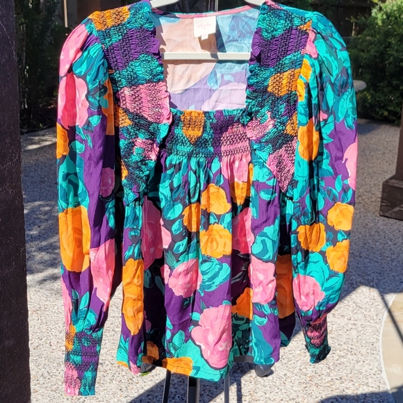 Nwot Plenty by Tracy Reese Puff-Sleeved Floral Blouse xs - Picture 5 of 14